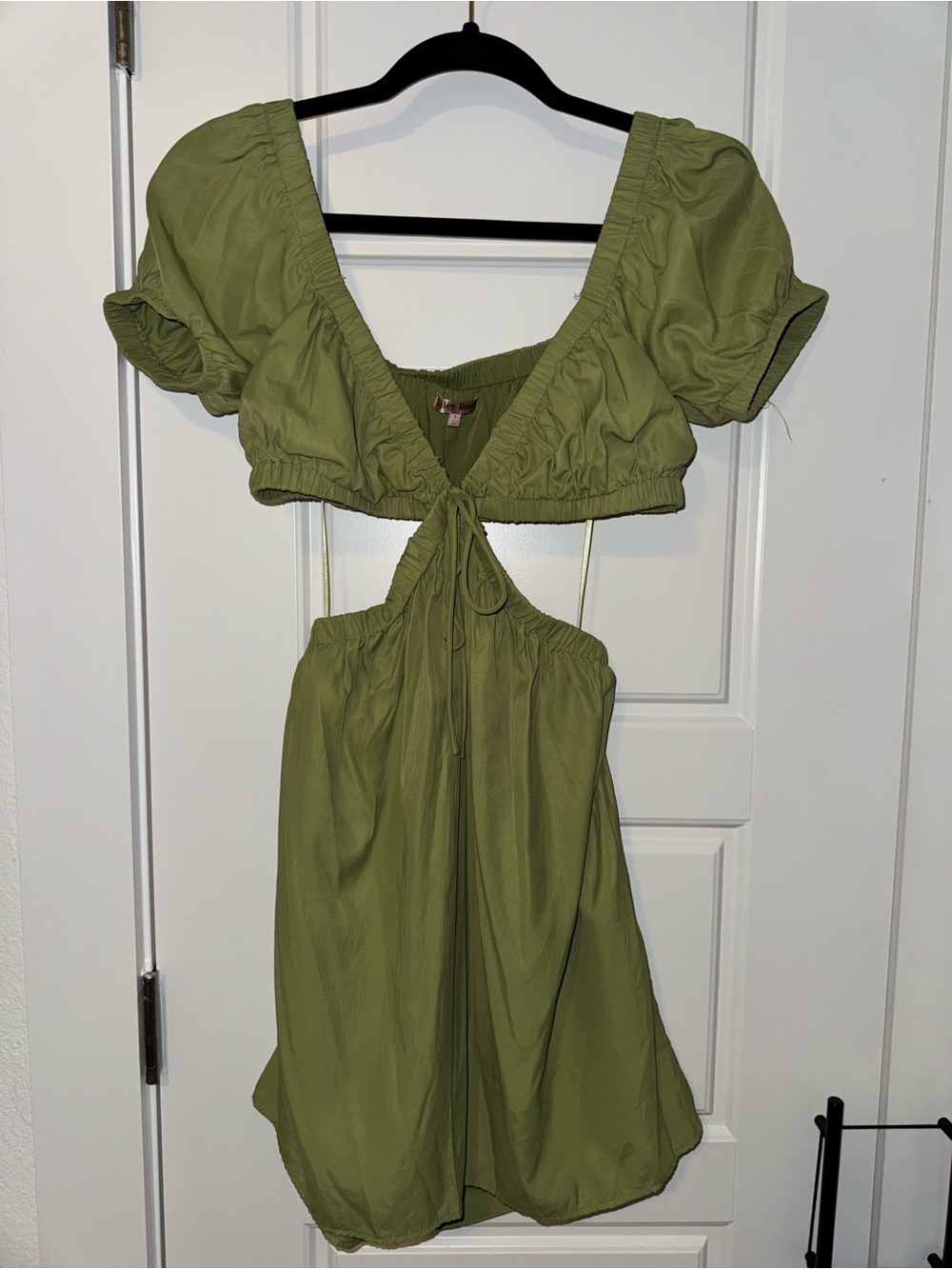 Green Silky Cut Out Summer Mini Dress - Size Small